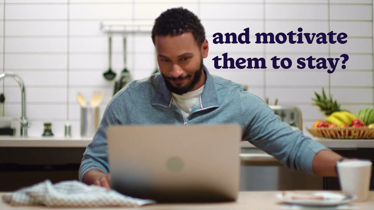 An employee at a kitchen laptop with the line and motivate them to stay?